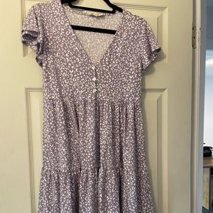 Purple Cheetah Print Baby Doll Dress XL